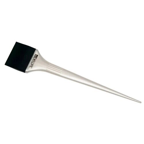 Кисть-лопатка DEWAL для окрашивания корней, силиконовая, черная с белой ручкой, узкая 44мм DEWAL MR-JPP147