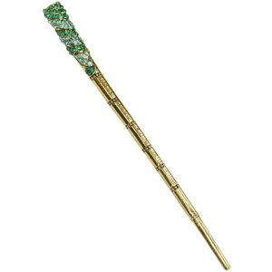 Китайская палочка для волос зеленая / Шпилька для пучка / Заколка для волос прямая винтажная / Китайская шпилька со стразами