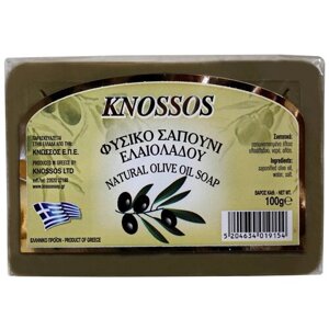 Knossos Мыло натуральное кусковое оливковое зеленое, 100 г