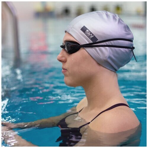 Комбинированная шапочка для плавания / бассейна SwimRoom “PU Swim Cap”Взрослая, Цвет Серебристый