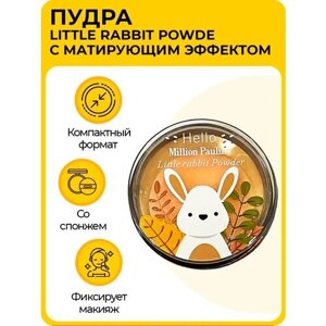 Компактная пудра для лица, тон 02, Million Pauline "Little rabbit Powder", с матирующим эффектом, 10 г