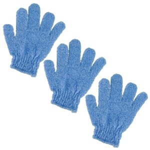 Комплект из 3 шт. мочалок - перчаток для пилинга (голубые)
