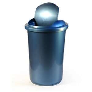 Корзина для бумаг и мусора Calligrata Uni, 12 литров, подвижная крышка, пластик, синяя. В упаковке шт: 1