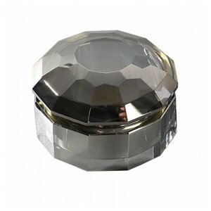 Косметическая емкость низкая Smoke, диаметр 10 см, цвет серый, хрустальное стекло, Kassatex, SMK-CJR