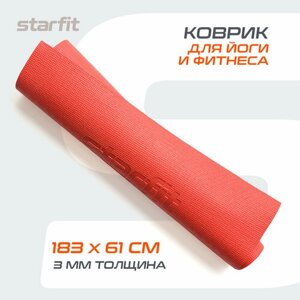 Коврик для йоги и фитнеса STARFIT FM-101 PVC, 0,3 см, 183x61 см, красный