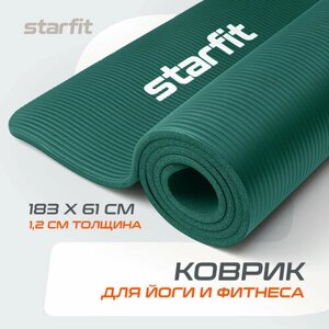 Коврик для йоги и фитнеса STARFIT FM-301 NBR 1,2 см 183x61 см изумрудный