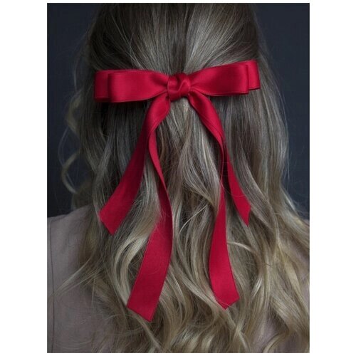 Красный атласный бант для волос на заколке-автомат для девочек и женщин. Украшения и аксессуары для волос.