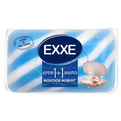 Крем+мыло Exxe 1+1 "Морской жемчуг" синее полосатое, 80 г. В упаковке шт: 2