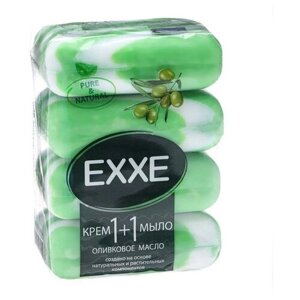 Крем - мыло Exxe 1+1 "Оливковое масло" зеленое полосатое, 4 шт*90 г