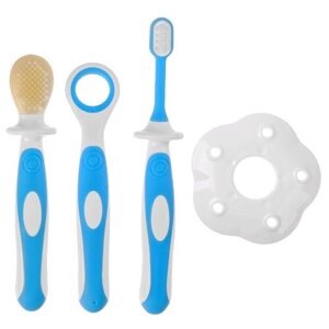 Крошка Я Набор детских зубных щёток-массажеров (силикон/нейлон), с ограничителем, цвет голубой