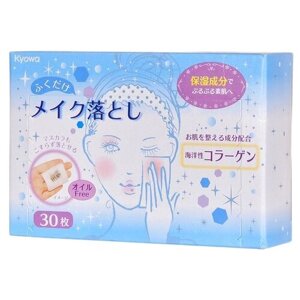 Kyowa Shiko салфетки влажные для снятия макияжа с морским коллагеном, 150 г