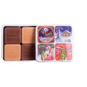 La Savonnerie de Nyons Новогодний набор мыла с апельсином и корицей 4 штуки в металлической коробке