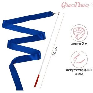 Лента гимнастическая с палочкой Grace Dance, 2 м, цвет синий