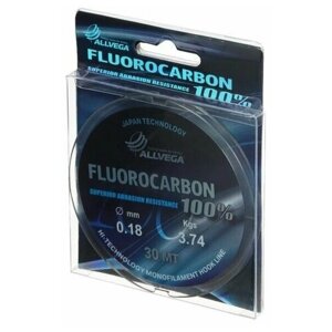 Леска монофильная ALLVEGA "FX Fluorocarbon 100%30м 0,18мм (3,74кг) флюорокарбон 100%