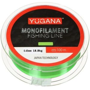 Леска монофильная YUGANA, диаметр 0.45 мм, 18.8 кг, 100 м, зелёная