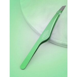 Leverald, пинцет для бровей TA-103-РЗ (ручная заточка), скошенный профессиональный, цвет зеленый