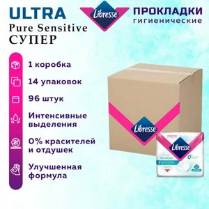 Libresse прокладки Pure Sensitive Ultra Супер +6 капель, 7 шт., 14 уп.
