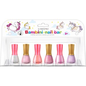 LIMONI Лак для ногтей детский на водной основе Bambini подарочный набор для девочки 6 шт для маникюра