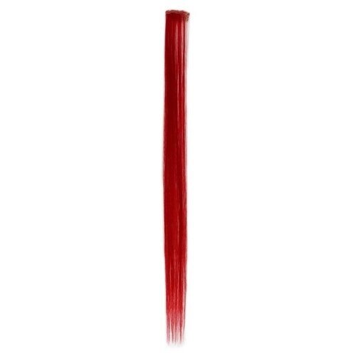Локон накладной, прямой волос, на заколке, 50 см, 5 гр, цвет красный (1шт.)
