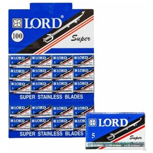 Lord Лезвия Lord Super Stainless L104S блок 20 упаковок по 5 двусторонних лезвий
