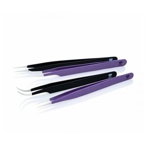 LOVELY Пинцет для наращивания ресниц цветной (Lavender Line, Изогнутый)