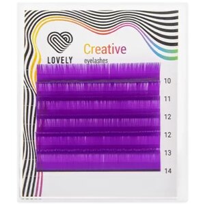 LOVELY Ресницы для наращивания Фиолетовые (Purple) Mini Mix, C/ 0,10/ 10-14 мм ( 6 линий)/ Ресницы для наращивания Лавли Фиолетовые