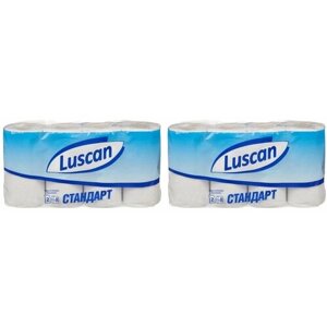Luscan Бумага туалетная Standart 2х-слойная белая вторичная 8 рулонов 2 уп