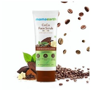 MamaEarth, Скраб для лица с маслом Какао и экстрактом Кофе глубоко отшелушивающий, 100 г
