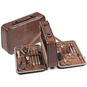 Маникюрный набор-чемодан 14 предметов Zinger MS-BC-830-S коричневый