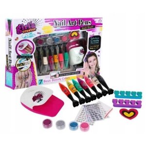 Маникюрный набор для девочек Nail Art Pens с лампой. Набор для росписи ногтей/ Детский маникюрный набор