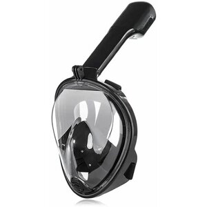 Маска для плавания / снорклинга / дайвинга на всё лицо с трубкой и креплением для экшн-камеры L/XL, черный