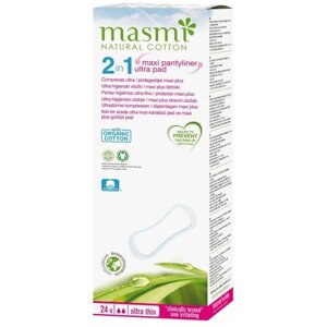 Masmi прокладки ежедневные Soft Maxi Plus 2 в 1, 2 капли, 24 шт., белый