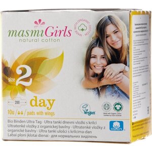 Masmi прокладки Girls дневные с крылышками, 2 капли, 10 шт.