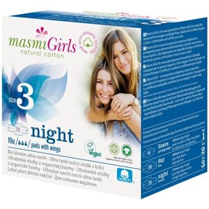 Masmi прокладки Girls ночные с крылышками, 3 капли, 10 шт.