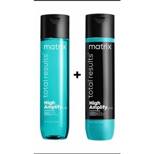 Matrix Total Results High Amplify Профессиональный шампунь 300 мл и кондиционер 300 мл для очищения жирных волос и объема у корней