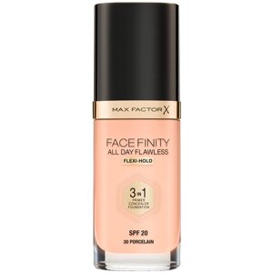 Max Factor Тональная эмульсия Facefinity All Day Flawless 3-in-1, SPF 20, 30 мл, оттенок: 30 Porcelain