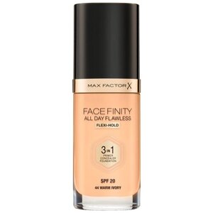 Max Factor Тональная эмульсия Facefinity All Day Flawless 3-in-1, SPF 20, 30 мл, оттенок: 44 Warm Ivory