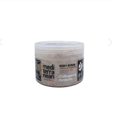 Mediterranean Body Scrub - Медитирэниан Скраб для тела ваниль карамель с гиалуроновой кислотой, 250 мл -
