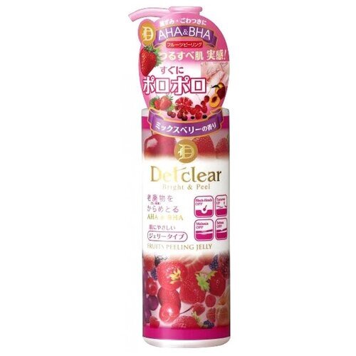 Meishoku пилинг-гель для лица Detclear Fruits peeling jelly очищающий с AHA и BHA и эффектом сильного скатывания, 180 мл