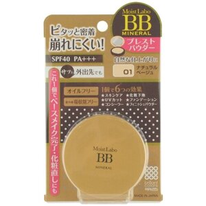 Meishoku пудра компактная Moisto Labo BB mineral powder SPF 40 РА 01 натуральный бежевый