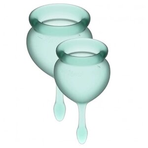 Менструальные чаши Feel Good Satisfyer, 15 и 20 мл - зеленые