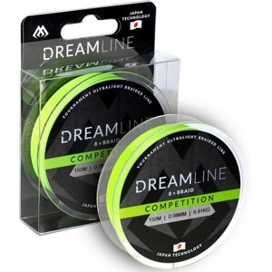 Mikado, Плетеный шнур Dreamline Competition, 150м, 0.18, 18.32кг, Fluo Green