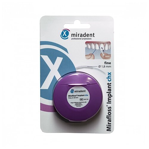Miradent зубная нить Mirafloss Implant chx Fine 1.8 мм