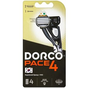 Многоразовый бритвенный станок Dorco Pace 4, 2 шт.