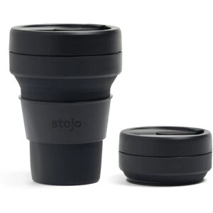 Многоразовый складной стакан STOJO с крышкой для кофе с собой из пищевого силикона, Кружка для кофе 355 мл, цвет Ink