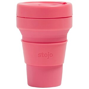 Многоразовый складной стакан STOJO с крышкой для кофе с собой из пищевого силикона, Кружка для кофе 355 мл, цвет Peony