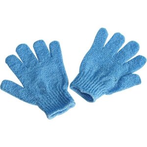Мочалка для душа перчатки массажные, нейлон, 1 пара, цвет голубой