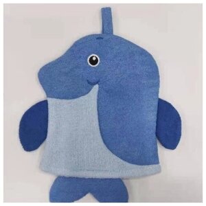 Мочалка-варежка для тела детская «Water Magic - Рыбка Мэриан», цвет синий 20*25 см (ZIP пакет)