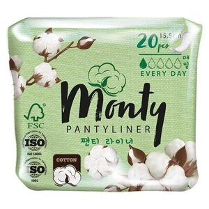 Monty прокладки ежедневные Pantyliner, 1 капля, 20 шт.