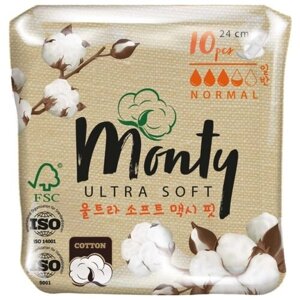 Monty прокладки Ultra Soft Normal Plus, 3.5 капли, 10 шт., оранжевый